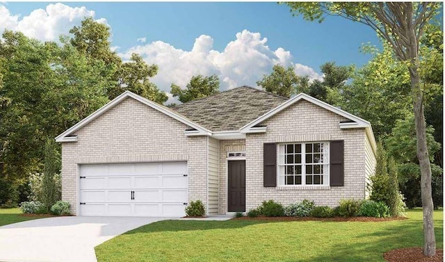 99 Hartmann Crossing Dr, Lebanon, TN 37087 - view of front of house with a garage, concrete driveway, a front yard, and brick siding
