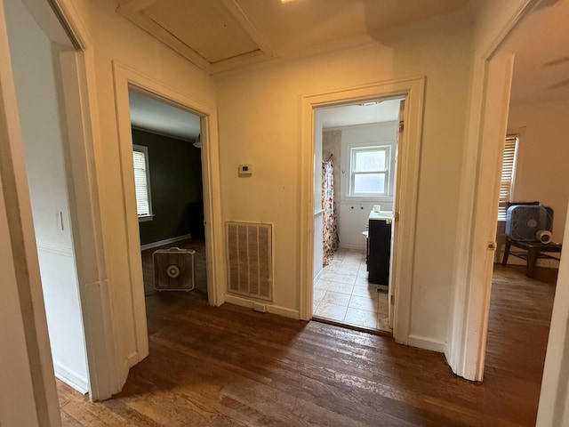 234 Ridgewood Ave, Paducah, KY 42001 - corridor with wood-type flooring and attic access
