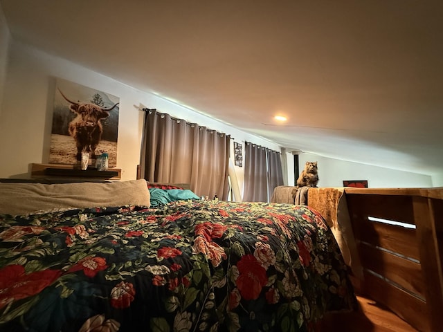 180 Webb Rd, Summertown, TN 38483 - bedroom featuring vaulted ceiling, recessed lighting, and wood finished floors