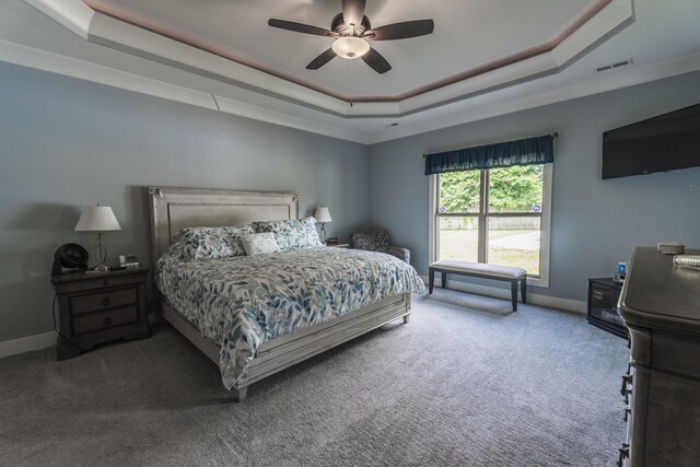 1652 Lantana Dr, Thompsons Station, TN 37179 - carpeted bedroom featuring a tray ceiling and a ceiling fan
