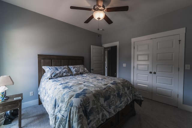 1652 Lantana Dr, Thompsons Station, TN 37179 - bedroom featuring carpet floors, a closet, and a ceiling fan