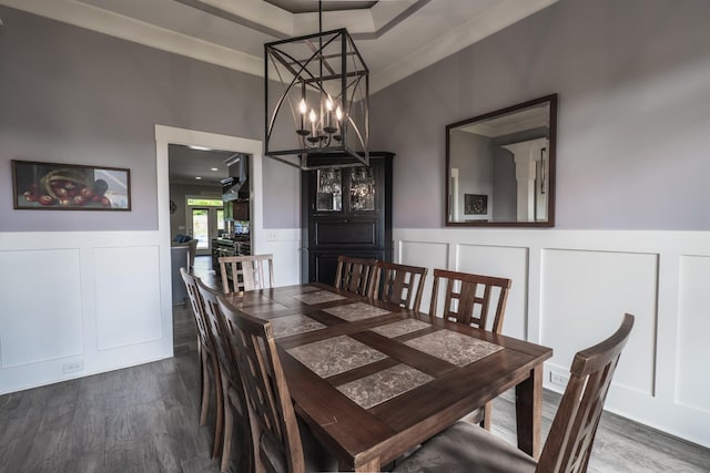 1652 Lantana Dr, Thompsons Station, TN 37179 - dining area with a decorative wall, wainscoting, a chandelier, and wood finished floors