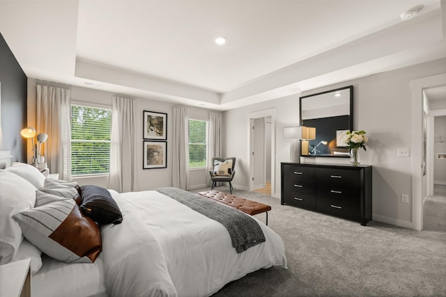 7212 Hanworth St, Fairview, TN 37062 - bedroom featuring light carpet, multiple windows, a tray ceiling, and recessed lighting