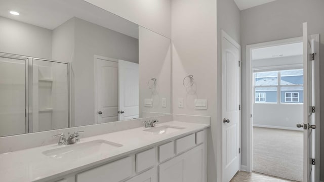 88 Hartmann Crossing Dr, Lebanon, TN 37087 - bathroom with double vanity and an enclosed shower