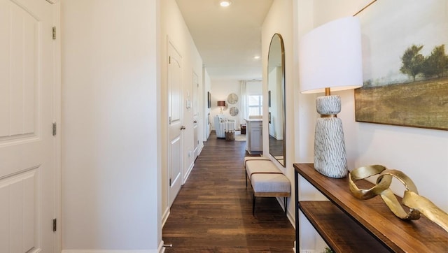 88 Hartmann Crossing Dr, Lebanon, TN 37087 - hallway featuring dark wood finished floors and recessed lighting