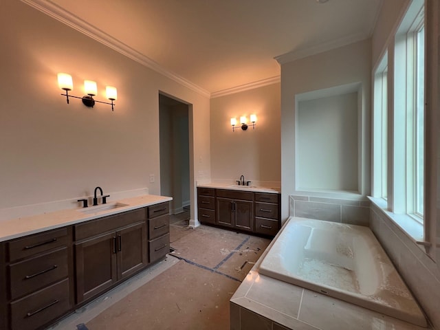 3364 Sarah Bee Ln, Thompsons Station, TN 37179 - full bath with vanity, a bath, and crown molding