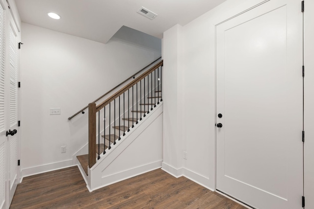 910 Youngs Ln Unit 4, Nashville, TN 37207 - entrance foyer with dark wood-type flooring, stairs, and recessed lighting