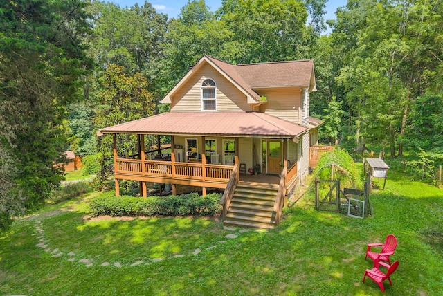 825 Durham Rd, Adams, TN 37010 - view of front of property with a front lawn, stairs, and a porch