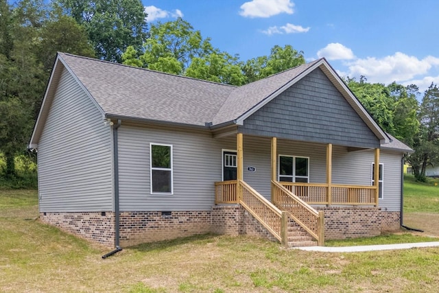 763 Potter Rd, Dickson, TN 37055 - bungalow-style house with crawl space, covered porch, a shingled roof, and a front yard