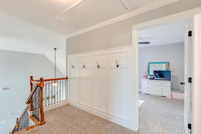 4301 Cordwood Path, Murfreesboro, TN 37127 - corridor with attic access, carpet, and an upstairs landing
