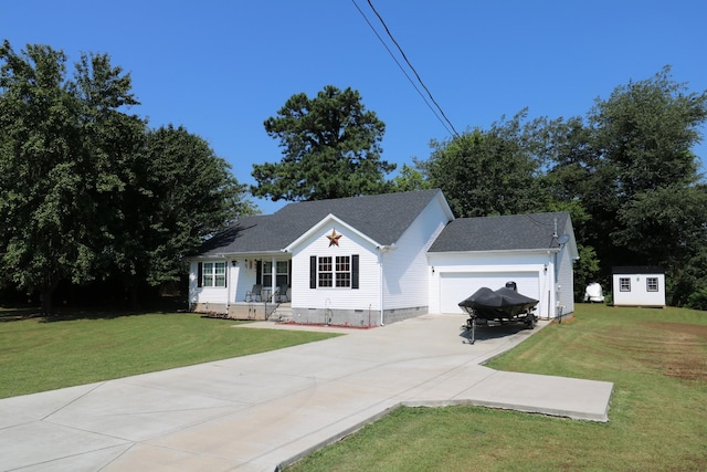6117 Aedc Rd, Winchester, TN 37398 - ranch-style home featuring covered porch, concrete driveway, crawl space, a garage, and a front lawn