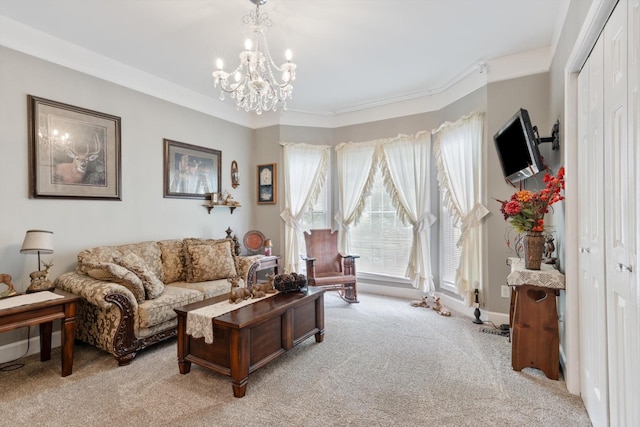 1104 Golf Course Ln, Ashland City, TN 37015 - living area featuring light colored carpet and a chandelier