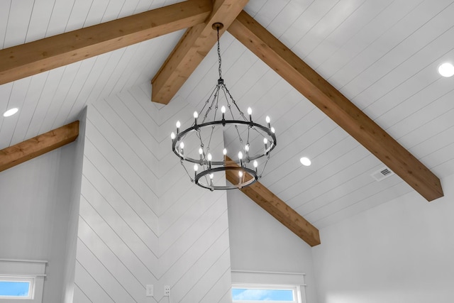 343 Circuit Rd, Franklin, TN 37064 - detailed view of beam ceiling, a chandelier, and recessed lighting