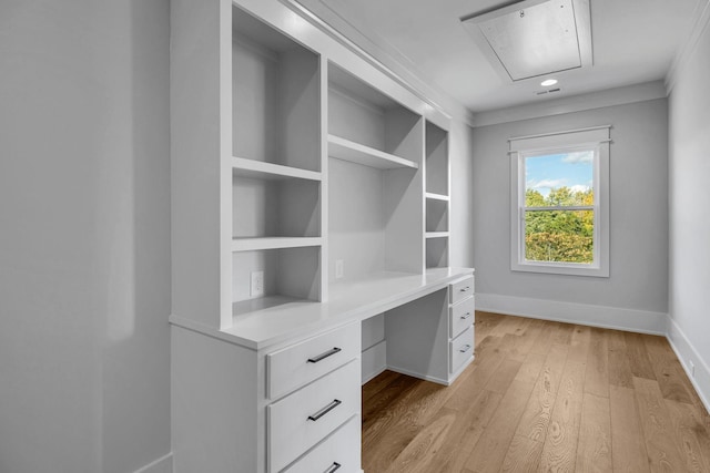 343 Circuit Rd, Franklin, TN 37064 - unfurnished office with attic access, built in study area, light wood finished floors, built in shelves, and recessed lighting