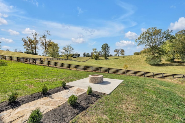 343 Circuit Rd, Franklin, TN 37064 - view of yard with a fire pit, a rural view, and a patio