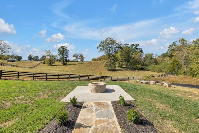 343 Circuit Rd, Franklin, TN 37064 - view of yard featuring a fire pit, a view of countryside, and a patio area