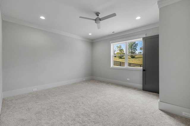 343 Circuit Rd, Franklin, TN 37064 - unfurnished room featuring a ceiling fan, recessed lighting, carpet flooring, and crown molding