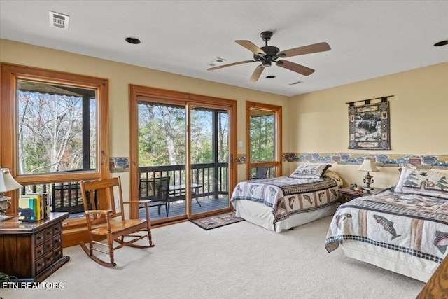 802 Stonegate Way, Townsend, TN 37882 - bedroom featuring carpet floors, access to exterior, and a ceiling fan
