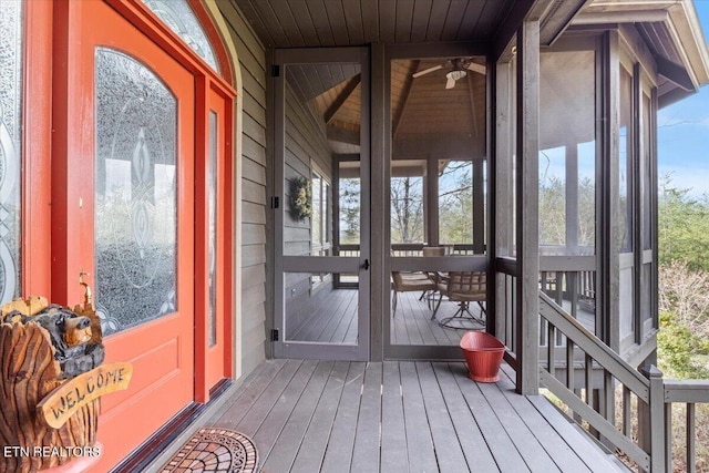 802 Stonegate Way, Townsend, TN 37882 - unfurnished sunroom featuring a ceiling fan
