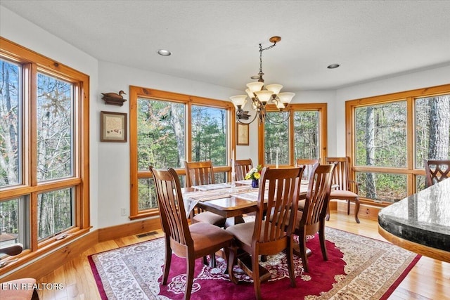 802 Stonegate Way, Townsend, TN 37882 - dining area with a chandelier, plenty of natural light, light wood-style flooring, and recessed lighting