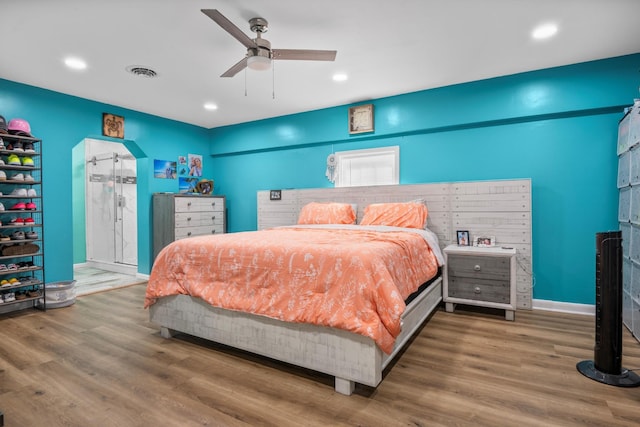 314 W 2nd St, Jasper, TN 37347 - bedroom with wood finished floors, recessed lighting, and a ceiling fan