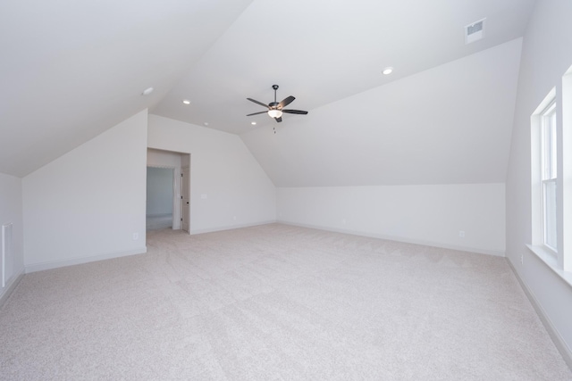 5416 Bridgemore Blvd, Murfreesboro, TN 37129 - additional living space with lofted ceiling, light colored carpet, recessed lighting, and ceiling fan