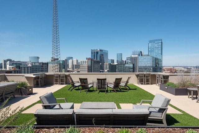 20 Rutledge St Unit 407, Nashville, TN 37210 - view of patio / terrace featuring outdoor lounge area and a view of skyline