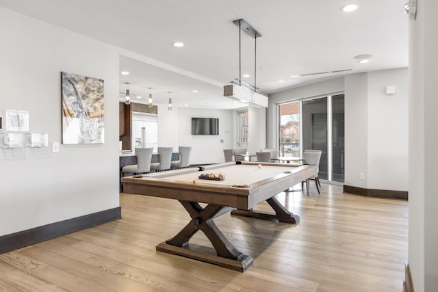 20 Rutledge St Unit 407, Nashville, TN 37210 - playroom with billiards table, light wood-style flooring, and recessed lighting
