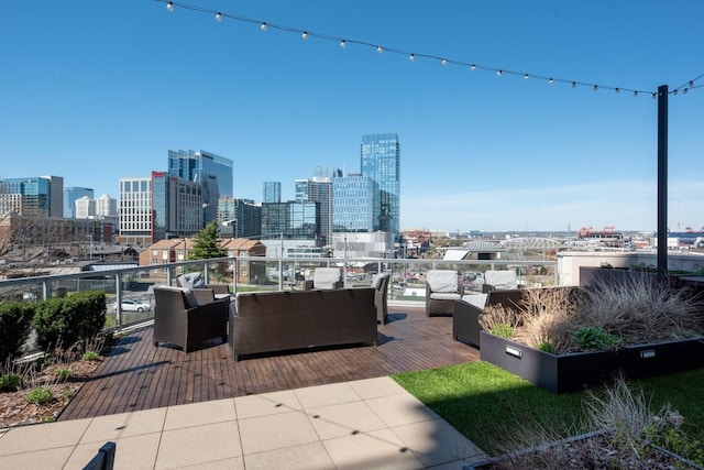 20 Rutledge St Unit 407, Nashville, TN 37210 - view of patio with a view of skyline and an outdoor hangout area