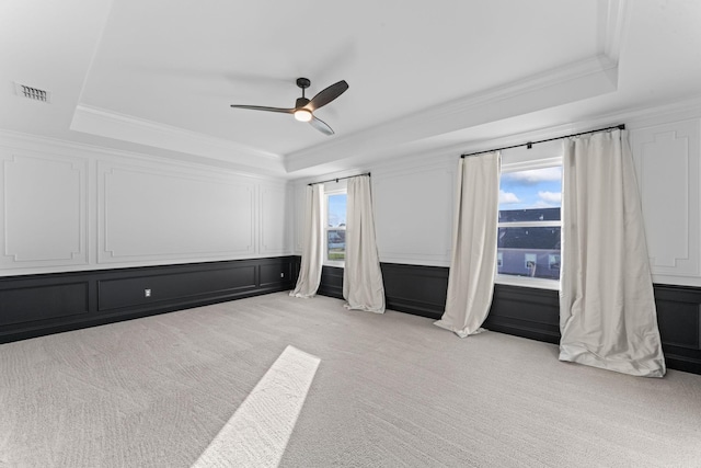 824 Promise Way, Murfreesboro, TN 37128 - spare room with a raised ceiling, light colored carpet, ornamental molding, healthy amount of natural light, and a ceiling fan
