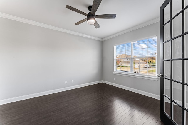 824 Promise Way, Murfreesboro, TN 37128 - empty room featuring dark wood-style flooring, ornamental molding, and a ceiling fan