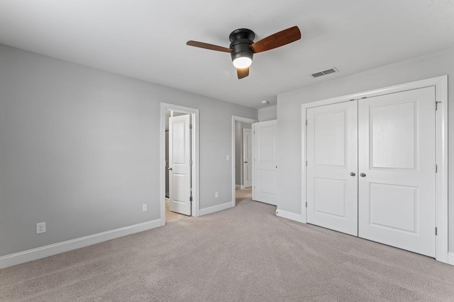 824 Promise Way, Murfreesboro, TN 37128 - unfurnished bedroom featuring light colored carpet, a closet, connected bathroom, and ceiling fan