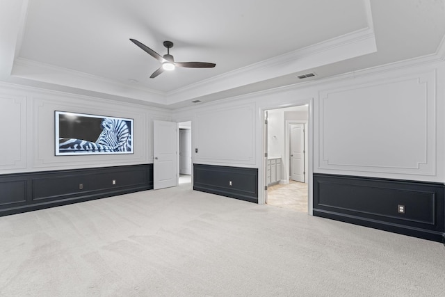 824 Promise Way, Murfreesboro, TN 37128 - unfurnished bedroom featuring a decorative wall, a raised ceiling, crown molding, light colored carpet, and ensuite bathroom