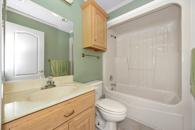 27615 Shannon Rd, Ardmore, AL 35739 - full bathroom with vanity, ornamental molding, and washtub / shower combination