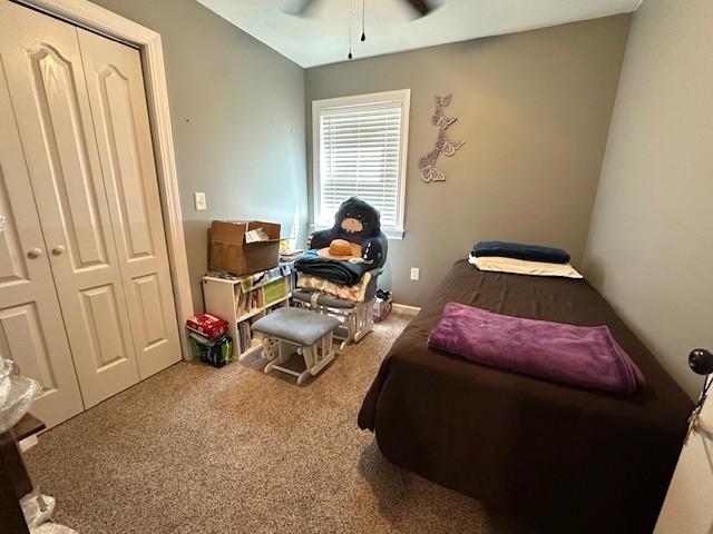 2082 Airport Ridge Rd, Linden, TN 37096 - carpeted bedroom with a closet and ceiling fan
