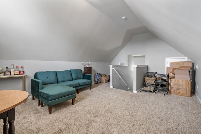 1398 Raven Rd, Clarksville, TN 37042 - living area with carpet, lofted ceiling, and an upstairs landing