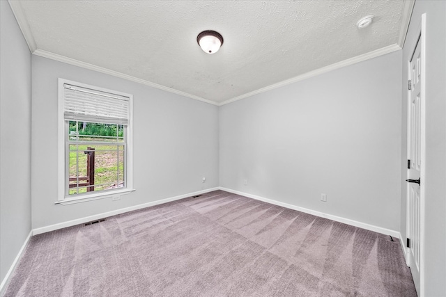 1901 Rickman Rd, Livingston, TN 38570 - unfurnished room with a textured ceiling, carpet flooring, ornamental molding, and a smoke detector