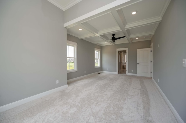 5077B Florence Rd, Murfreesboro, TN 37129 - empty room featuring coffered ceiling, beamed ceiling, recessed lighting, light carpet, and ornamental molding