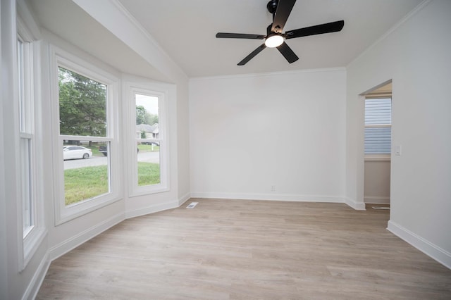 4037 Calumet Dr, Antioch, TN 37013 - spare room featuring ornamental molding, light wood-type flooring, and a ceiling fan