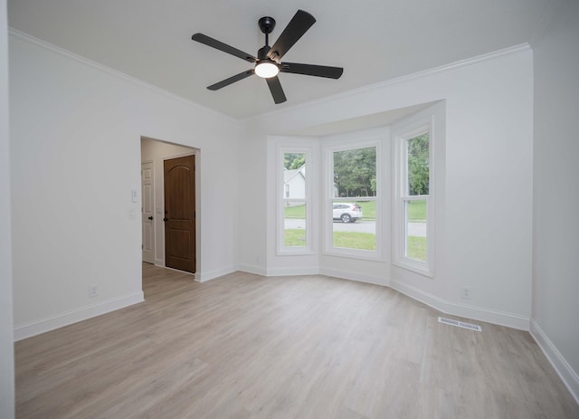 4037 Calumet Dr, Antioch, TN 37013 - spare room with crown molding, light wood-style flooring, and a ceiling fan