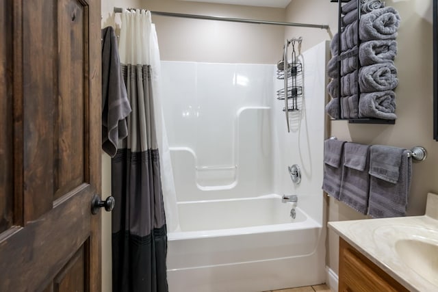 165 Kangaroo Ridge Rd, Byrdstown, TN 38549 - full bath with shower / bath combo, vanity, and tile patterned flooring
