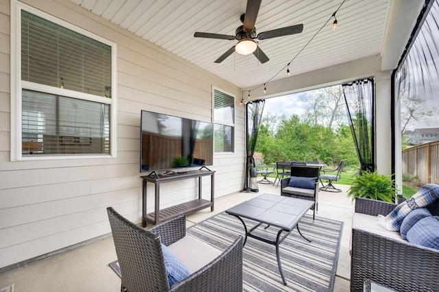 141 Foxhall Dr, Spring Hill, TN 37174 - view of patio / terrace featuring an outdoor hangout area, a ceiling fan, and outdoor dining area