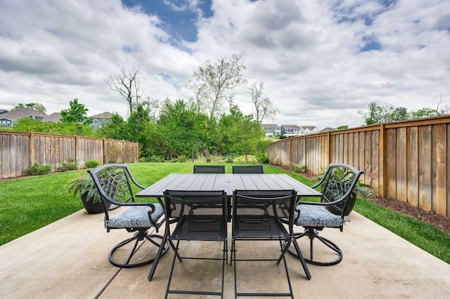 141 Foxhall Dr, Spring Hill, TN 37174 - fenced backyard with a patio and outdoor dining area