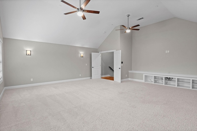 1005 Brittain Downs Dr, Nolensville, TN 37135 - additional living space featuring ceiling fan, lofted ceiling, and carpet floors