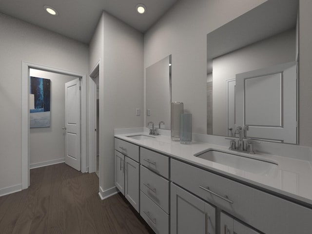 1331 Beasley Blvd, Mount Juliet, TN 37122 - full bathroom featuring wood finished floors, double vanity, and recessed lighting
