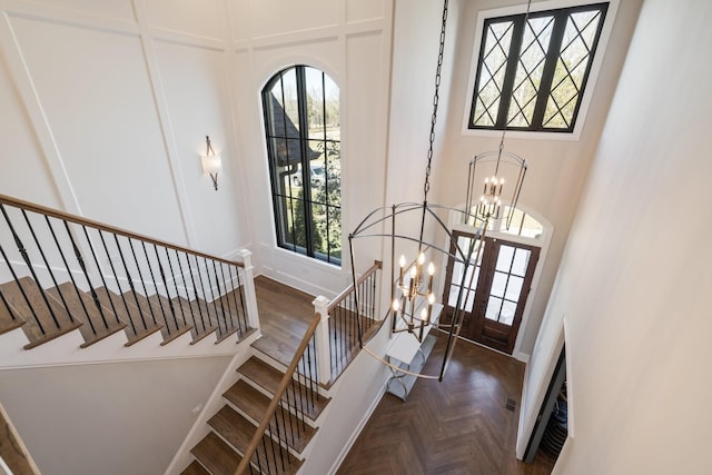 7521 Whiskey Rd, College Grove, TN 37046 - entryway with a chandelier and stairway