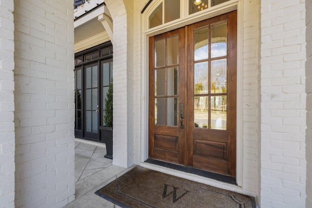 7521 Whiskey Rd, College Grove, TN 37046 - doorway to property with french doors and brick siding