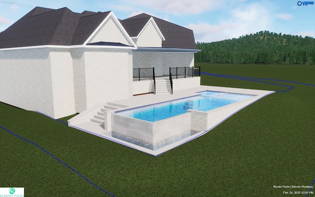 7521 Whiskey Rd, College Grove, TN 37046 - view of pool with a yard, a hot tub, and an infinity pool