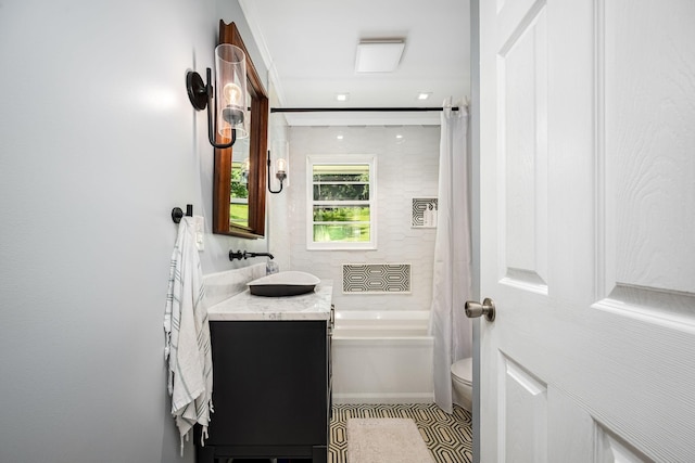 330 Cascade Hollow Rd, Normandy, TN 37360 - full bath featuring vanity, shower / bathtub combination with curtain, and tile patterned floors