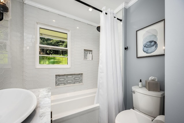 330 Cascade Hollow Rd, Normandy, TN 37360 - full bathroom with crown molding, shower / bathtub combination with curtain, and vanity